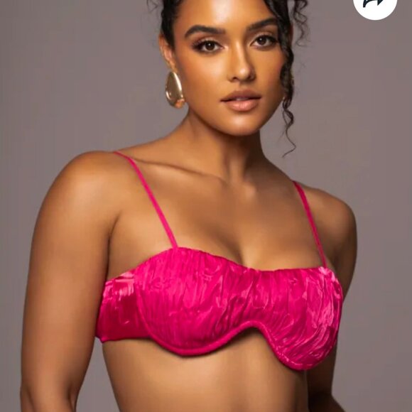 JLUXLABEL Tops - Jluxlabel Fuchsia Let's Get Away Satin Bra Top (Sz S)